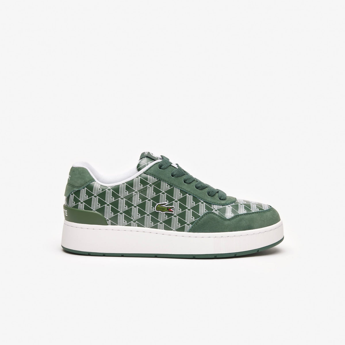 LACOSTE MEN'S ACE CLIP LEATHER MONOGRAM GREEN