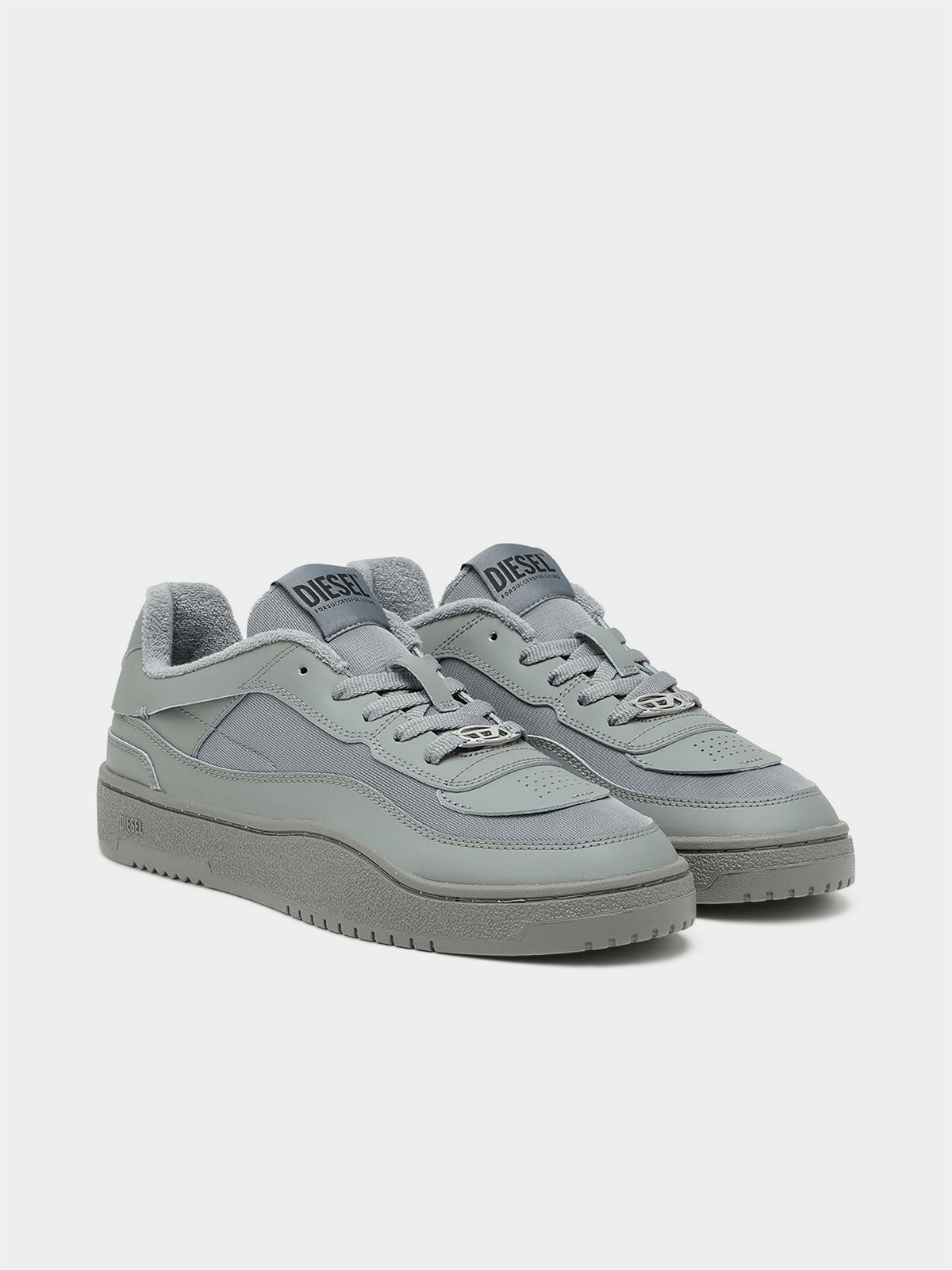 MEN'S DIESEL GREY OVAL SKATE LOW SNEAKERS